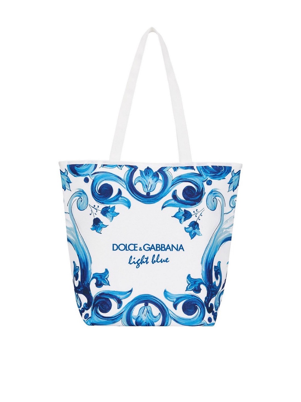 Dolce & Gabbana White and Blue Scroll-Print Tote - Picture 1 of 1